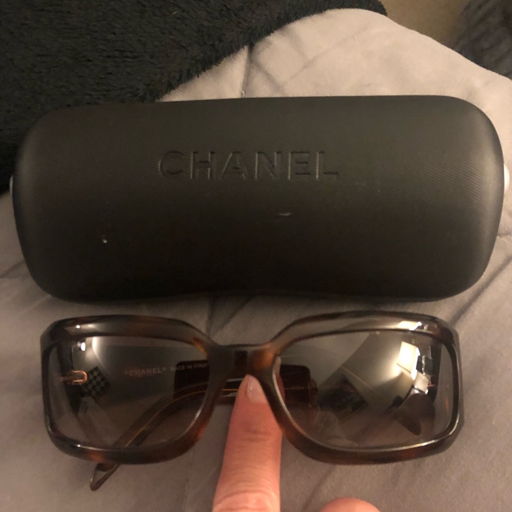 Chanel tortoise & crystal sunglasses